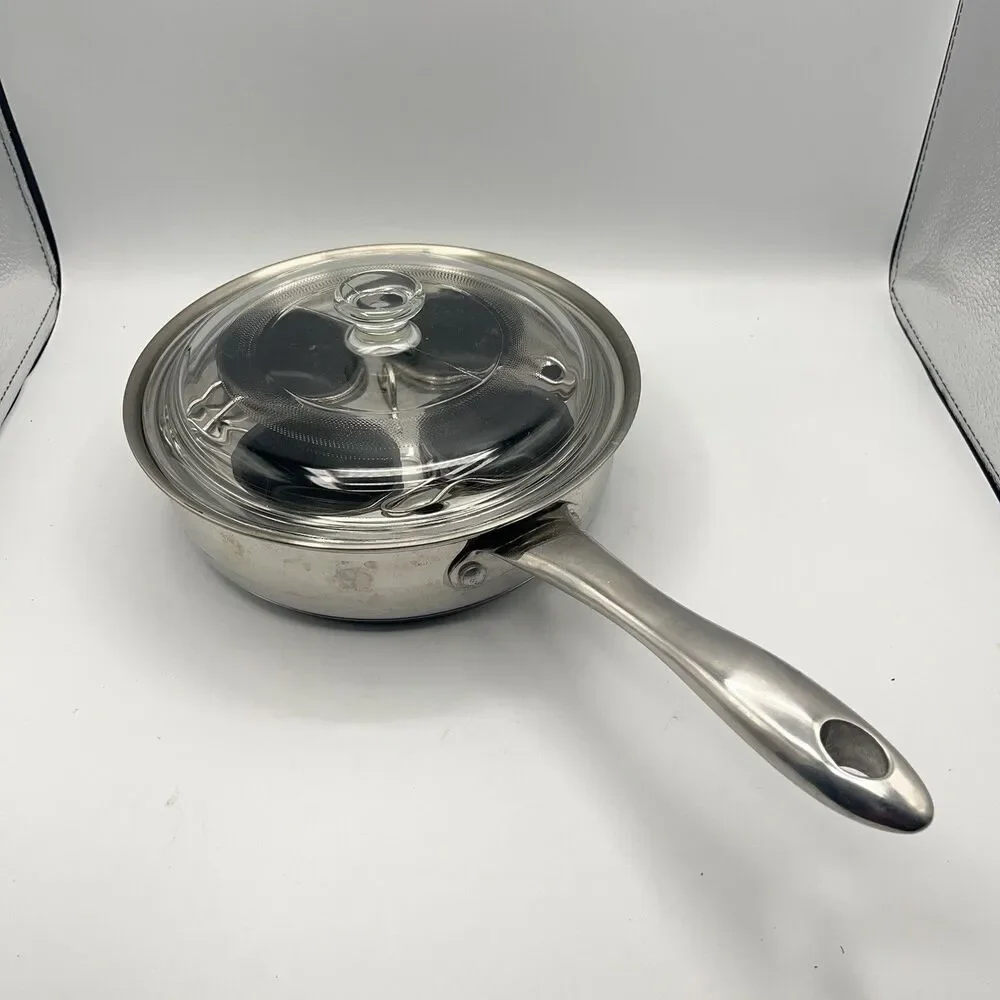 Belgique Tools of the Trade Gourmet With Glass Lid Egg Poacher Frying Pan